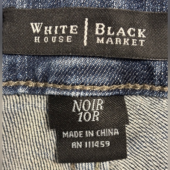 White House Black Market Slim leg Size 10R Blue Denim Jeans Mid rise - Picture 3 of 10